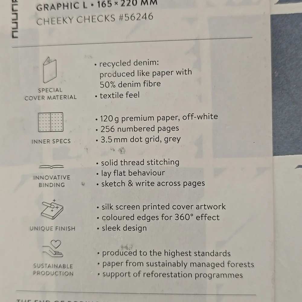 ❤️BUY 2 GET 1 FREE Notebook Graphic L - Cheeky Checks, 21×165×220mm, Retail $40